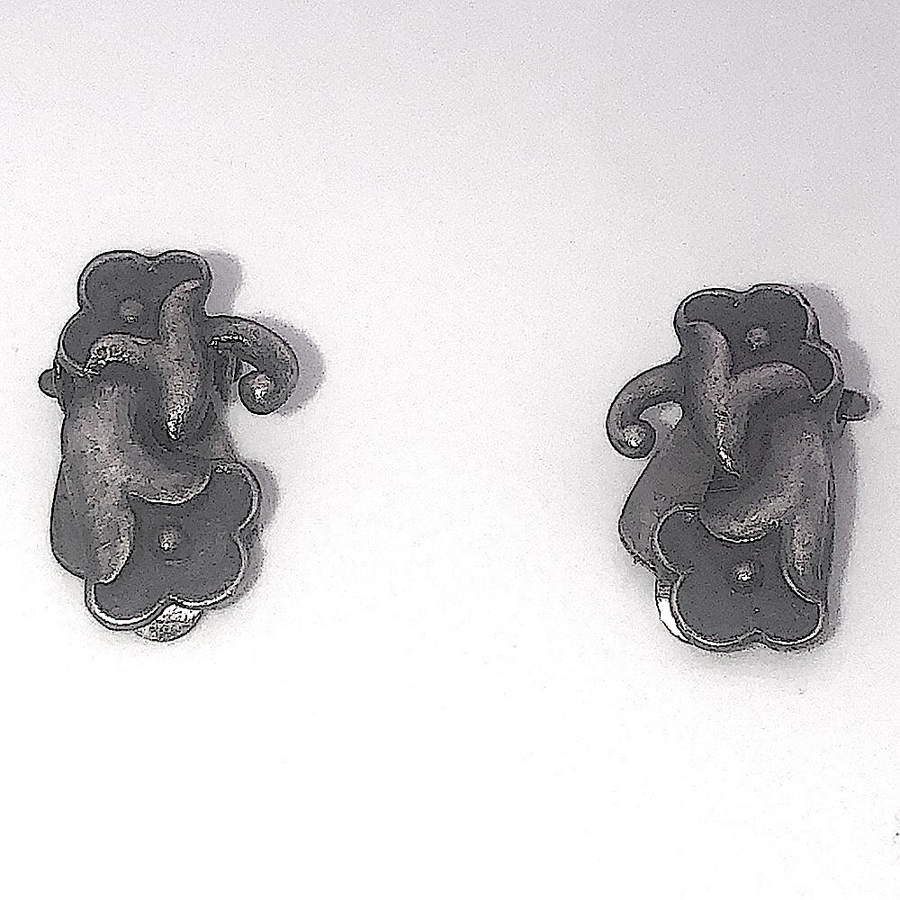 𝅺vtg 1950s Erik Louis Arvig 830 Silver Bell Flower Earrings - Clip on - 18mm